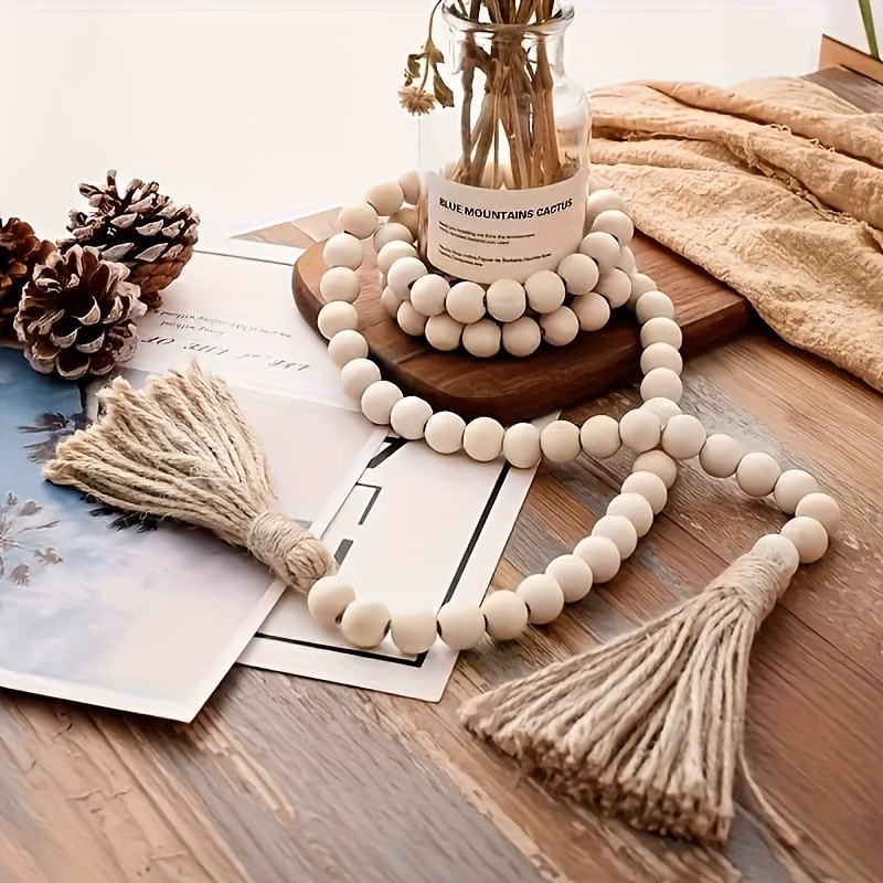  Wooden Bead Garland with Tassels