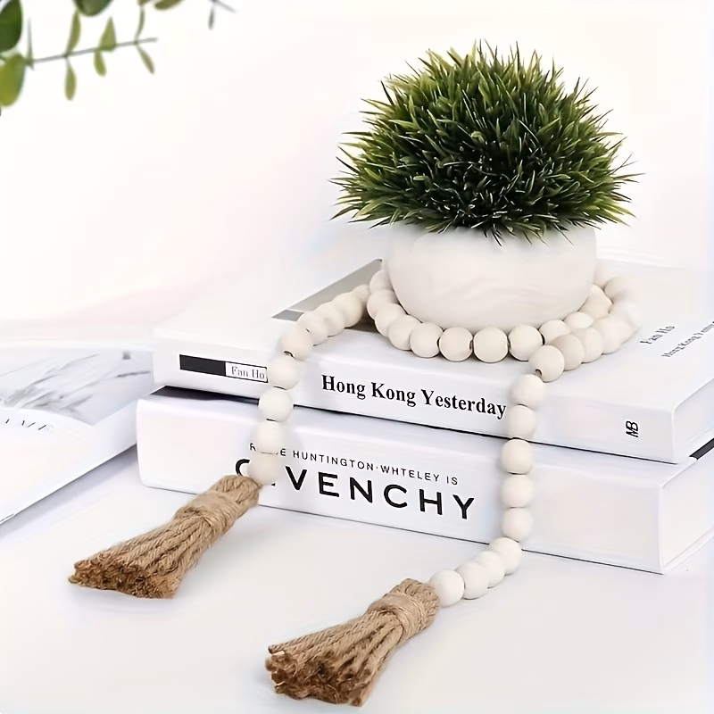  Wooden Bead Garland with Tassels
