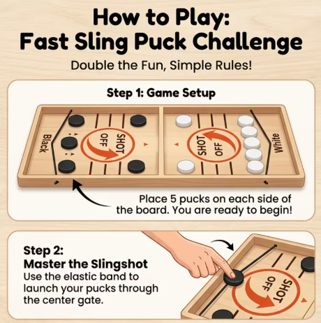 Wooden Board Quick Sling Ice Hockey Game