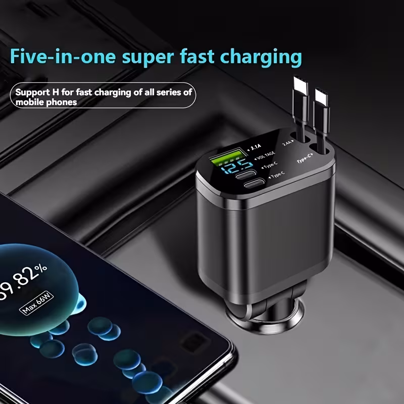 120W Fast Retractable Car Charger