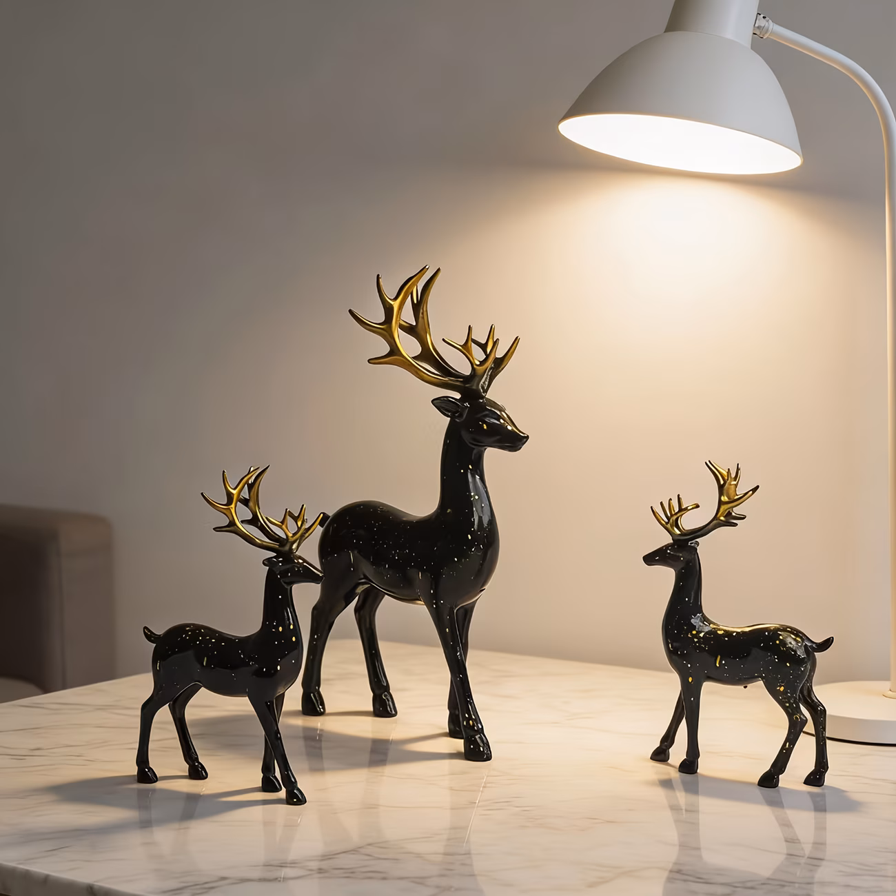 Black Gorgeous Animal Deer Statue