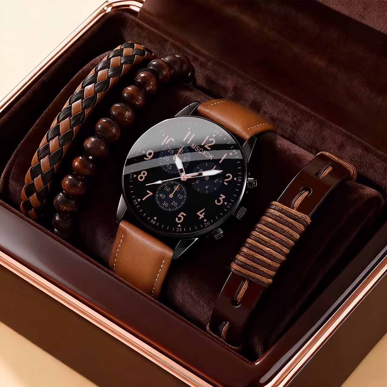  Watch and Braided Bracelet Combo Set