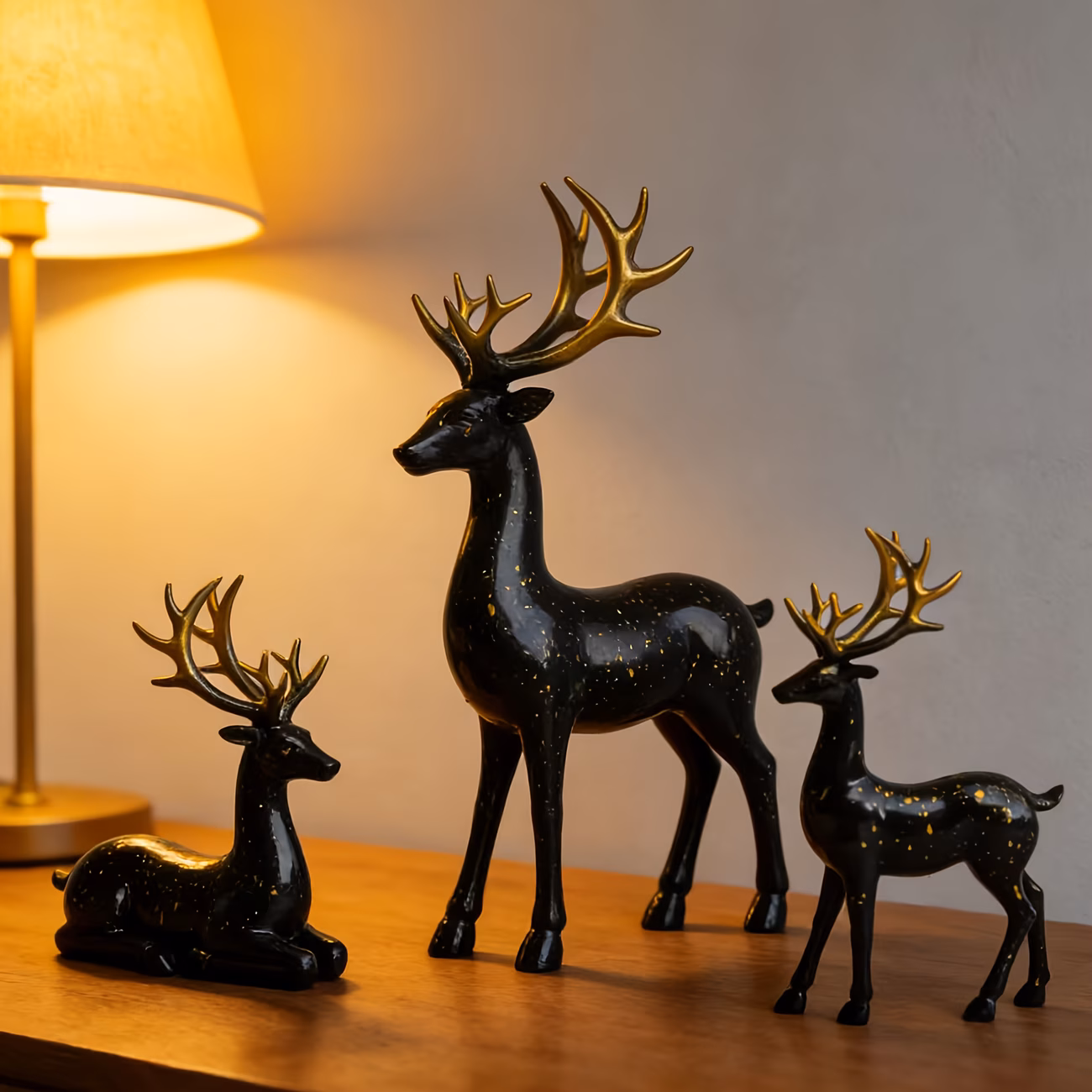 Black Gorgeous Animal Deer Statue